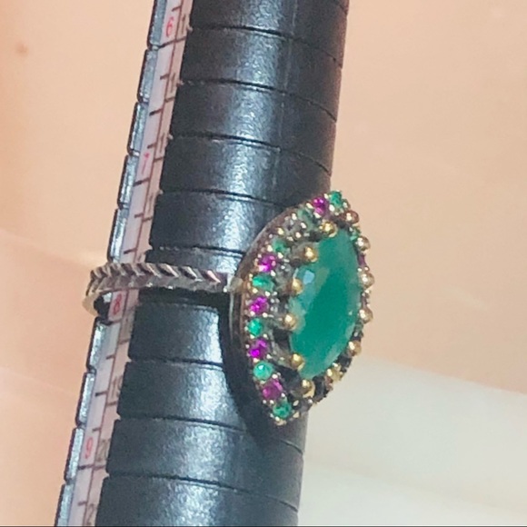 🌺Beautiful Emerald & Ruby GP/925 Marquise Ring! - Picture 11 of 13